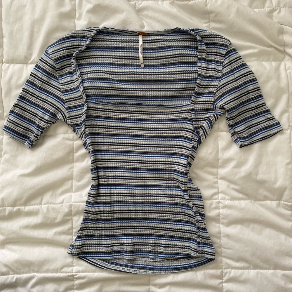 Free People Low Cut Striped Spring Top